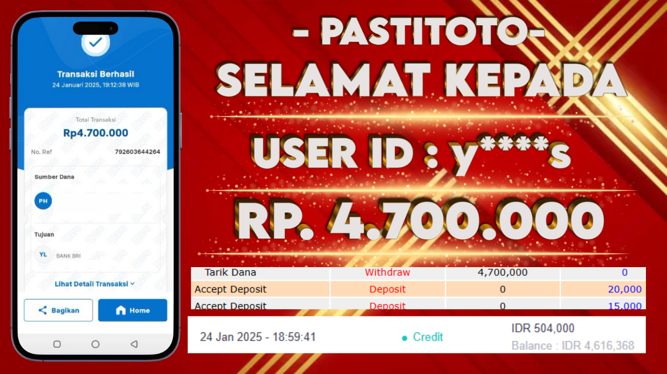 PASTITOTO JACKPOT SLOT GAME RP. 4.700.000,- LUNAS