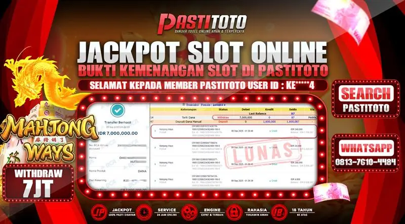 PASTITOTO JACKPOT SLOT ONLINE RP. 7.000.000,- LUNAS