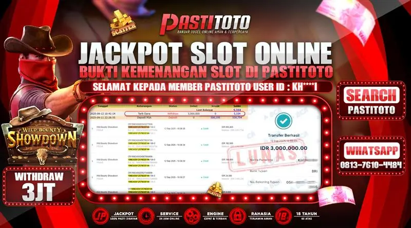 PASTITOTO JACKPOT SLOT ONLINE RP. 3.000.000,- LUNAS