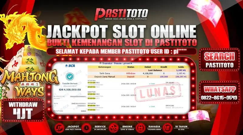 PASTITOTO JACKPOT SLOT ONLINE RP. 4.000.000,- LUNAS