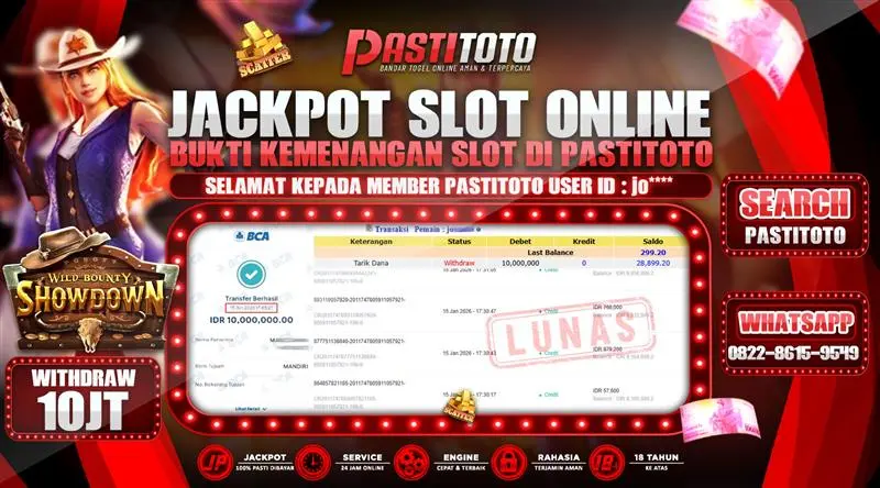 PASTITOTO JACKPOT SLOT ONLINE RP. 10.000.000,- LUNAS