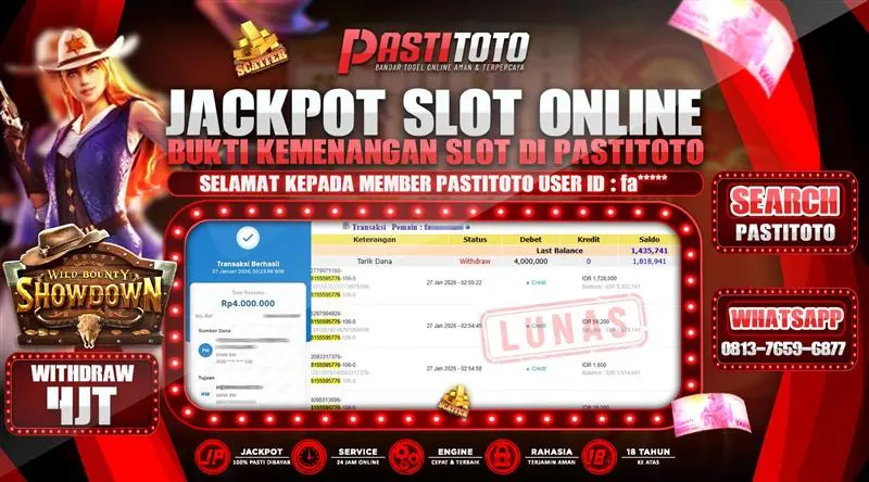 PASTITOTO JACKPOT SLOT WILD BOUNTY SHOWDOWN RP. 4.000.000,- LUNAS