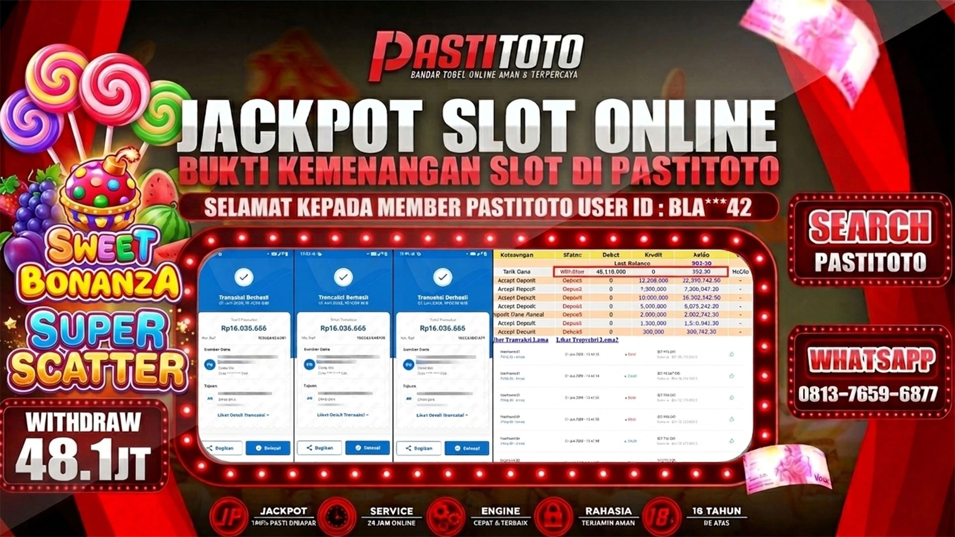 PASTITOTO JACKPOT SLOT SWEET BONANZA SUPER SCATTER RP. 48.100.000,- LUNAS