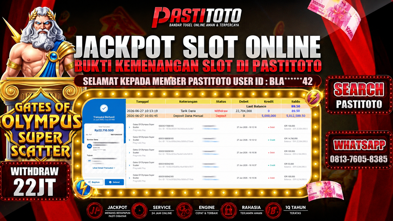 PASTITOTO JACKPOT SLOT GATES OF OLYMPUS SUPER SCATTER RP. 36.000.000,- LUNAS