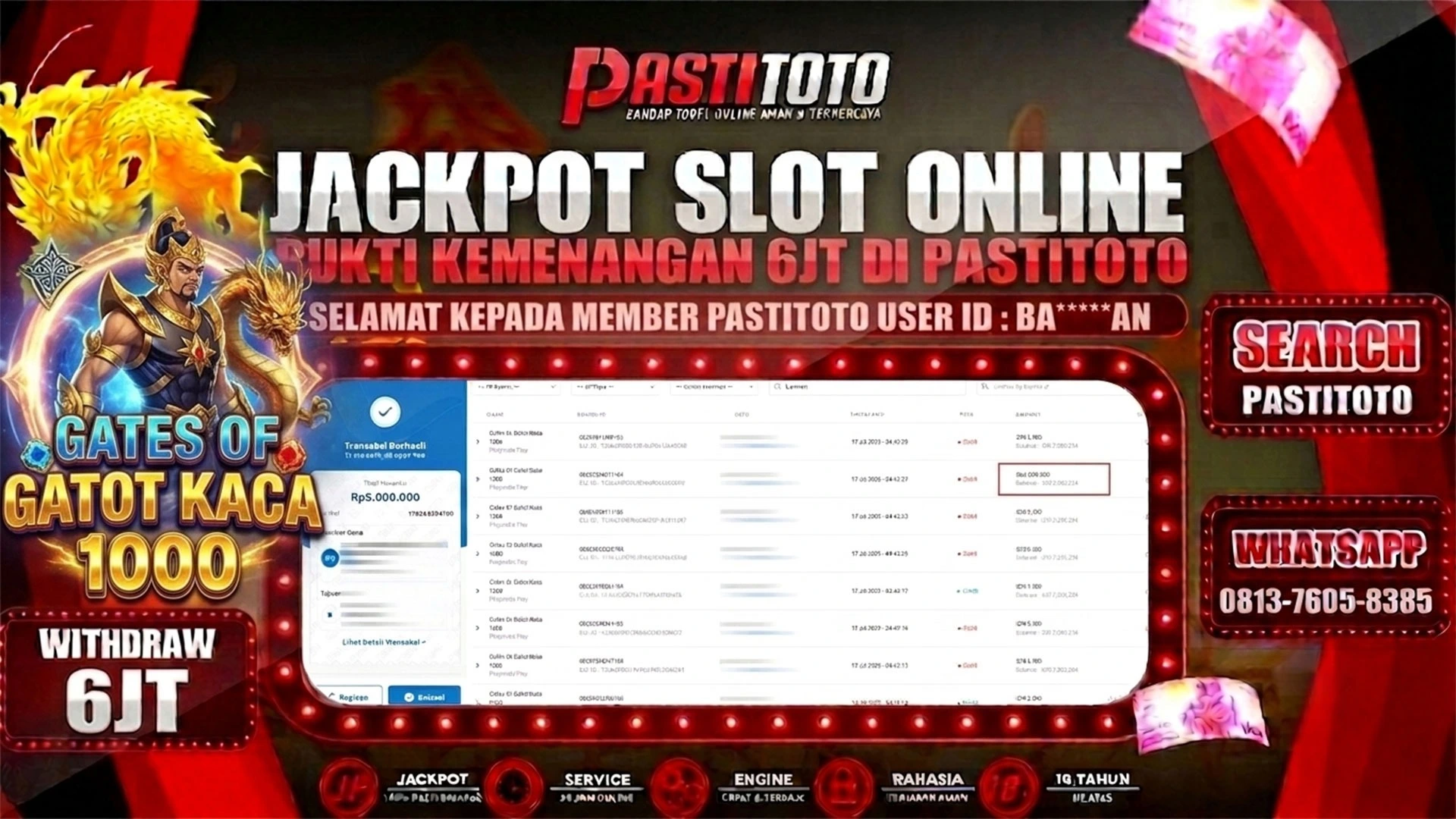 PASTITOTO JACKPOT SLOT GATES OF GATOT KACA 1000 RP. 6.000.000,- LUNAS